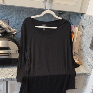 JM Collection Black Long-Sleeve Scoop Neck Top